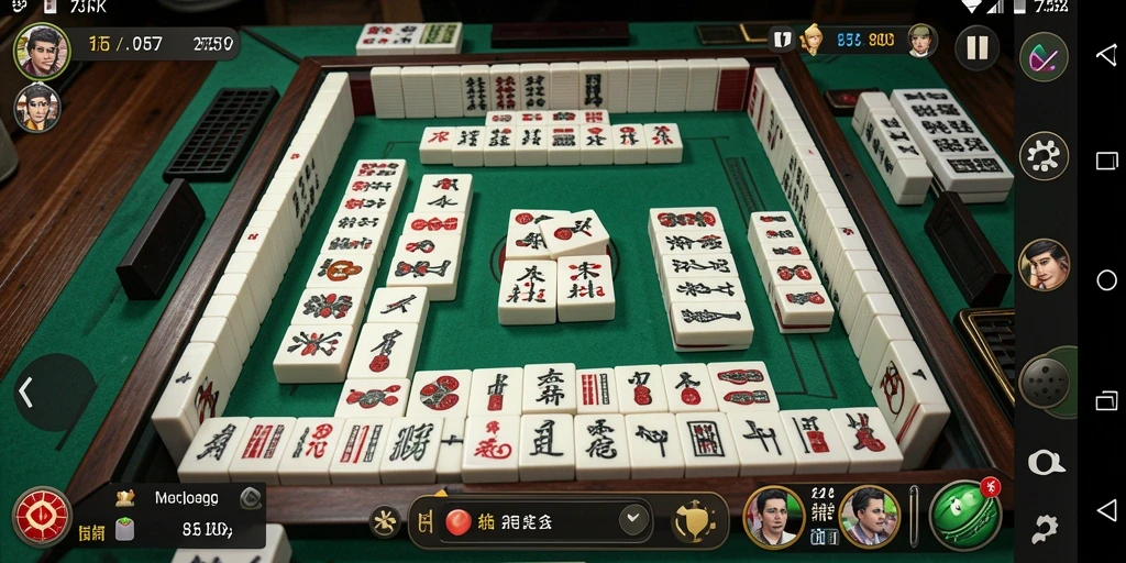 Screenshot gameplay Mahjong yang menampilkan ubin yang berwarna-warni dan menarik.
