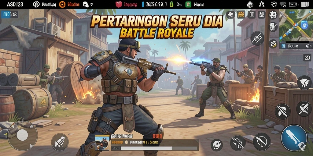 Tampilan gameplay seru dari ASD123 di arena Battle Royale.