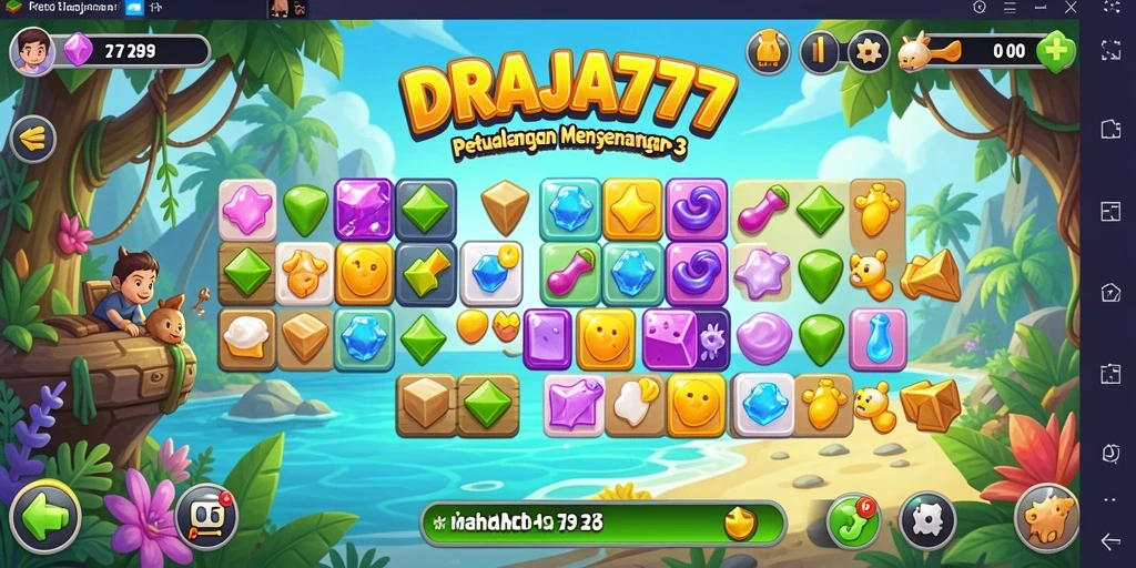 Tampilan gameplay seru dari game DRAJA777 dengan kombinasi warna yang menantang.