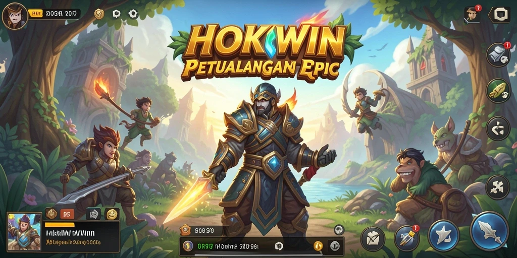 Tampilan gameplay HOKIWIN yang menakjubkan dengan aksi RPG yang intens.