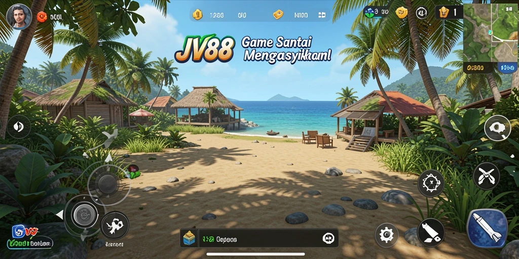 Tangkapan layar menunjukkan gameplay seru dari JV88 yang penuh warna.
