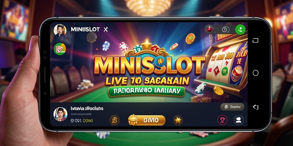 Tampilan gameplay MINISLOT menampilkan suasana kasino langsung yang mendebarkan.