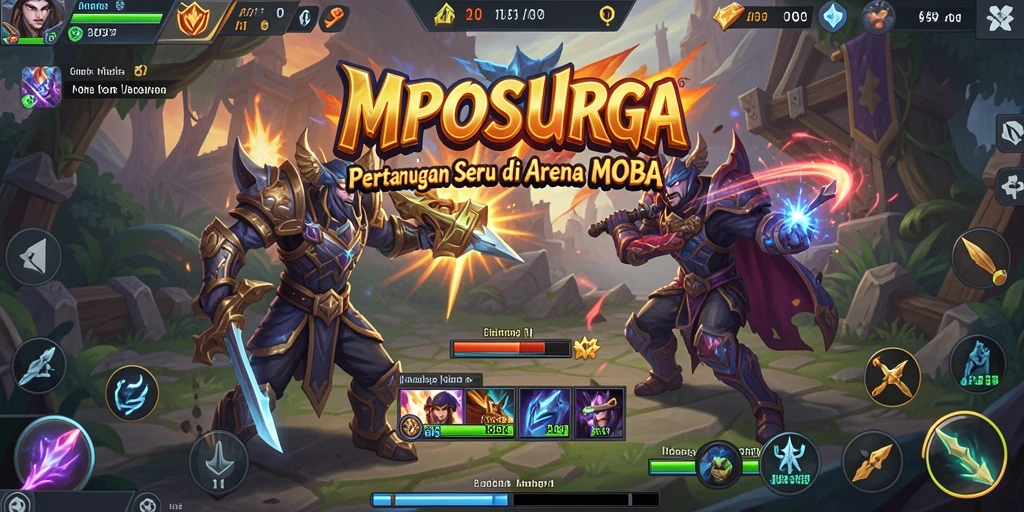 Screenshot gameplay seru MPOSURGA di arena MOBA.